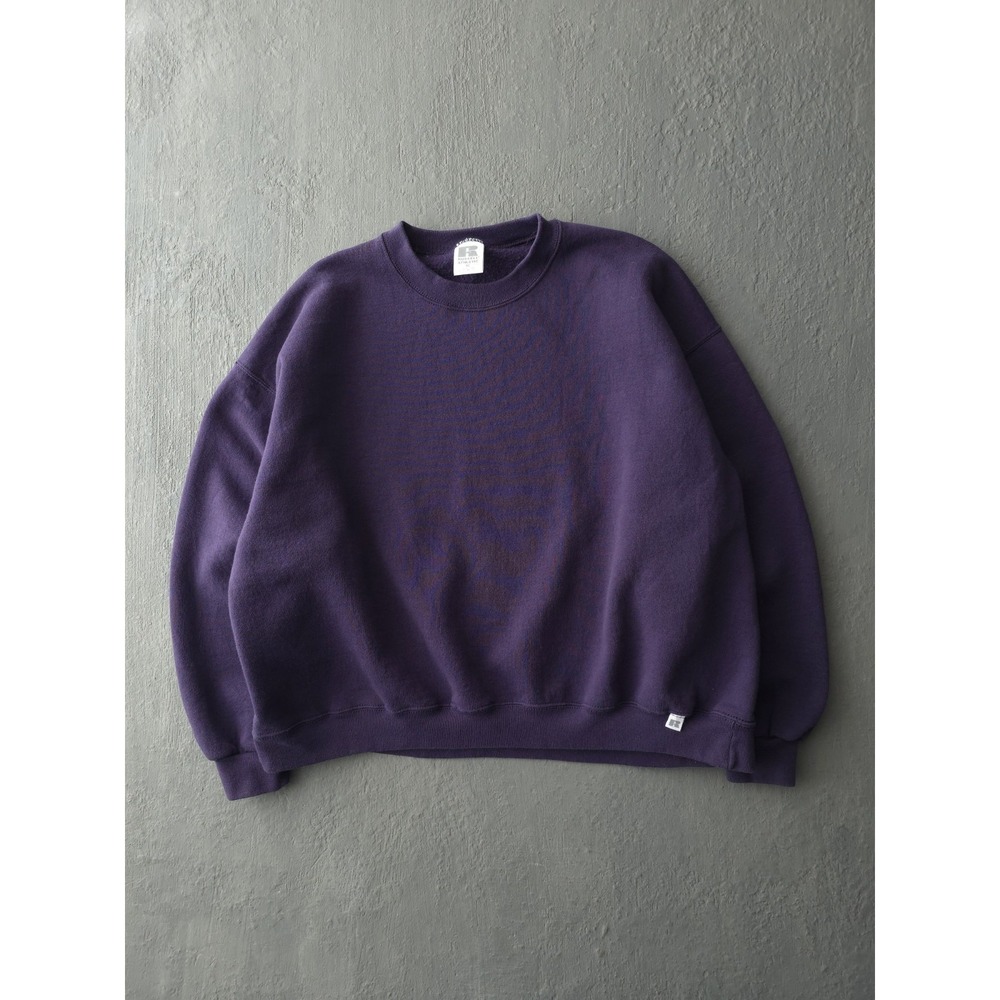 Vintage 90s Russell Athletic Purple Blank Crewneck Sweatshirt XL - Picture 10 of 10